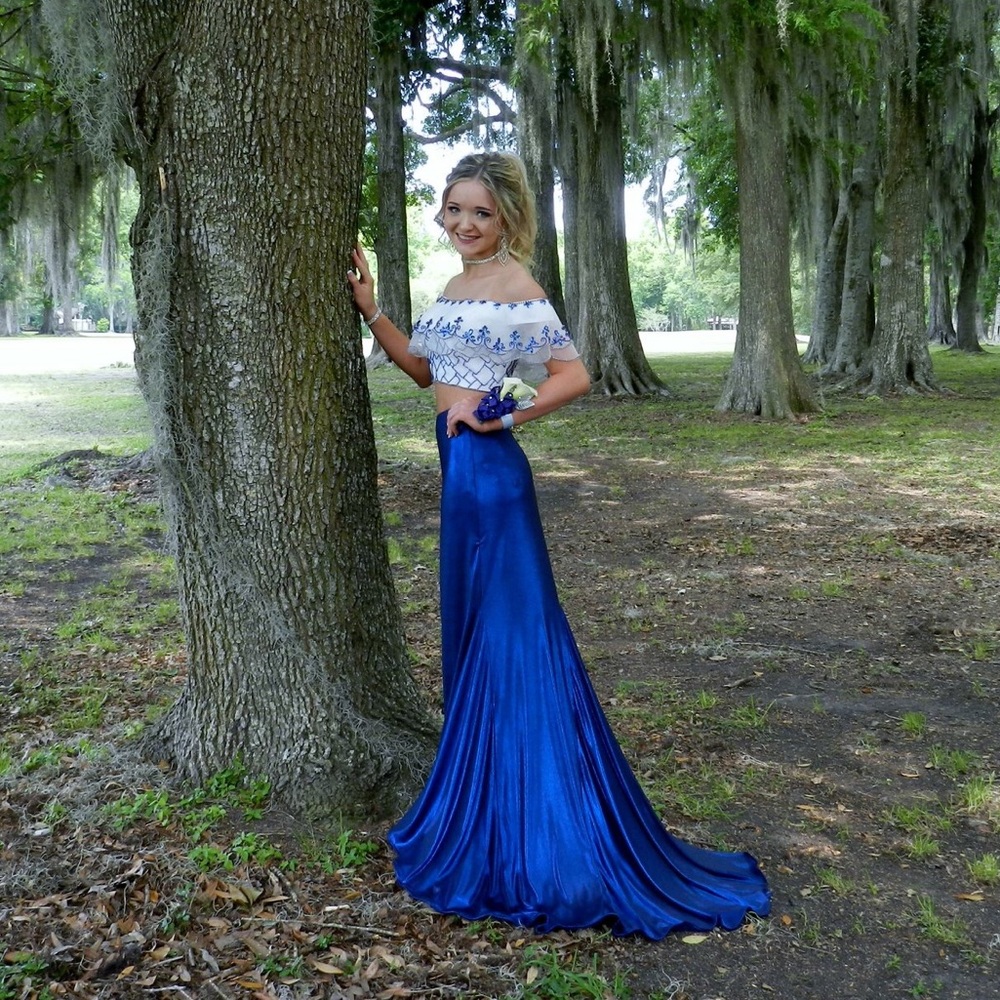 Blush two piece beaded gown